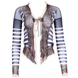 Jean Paul Gaultier 2001 Graffiti Nautical Mesh Cardigan